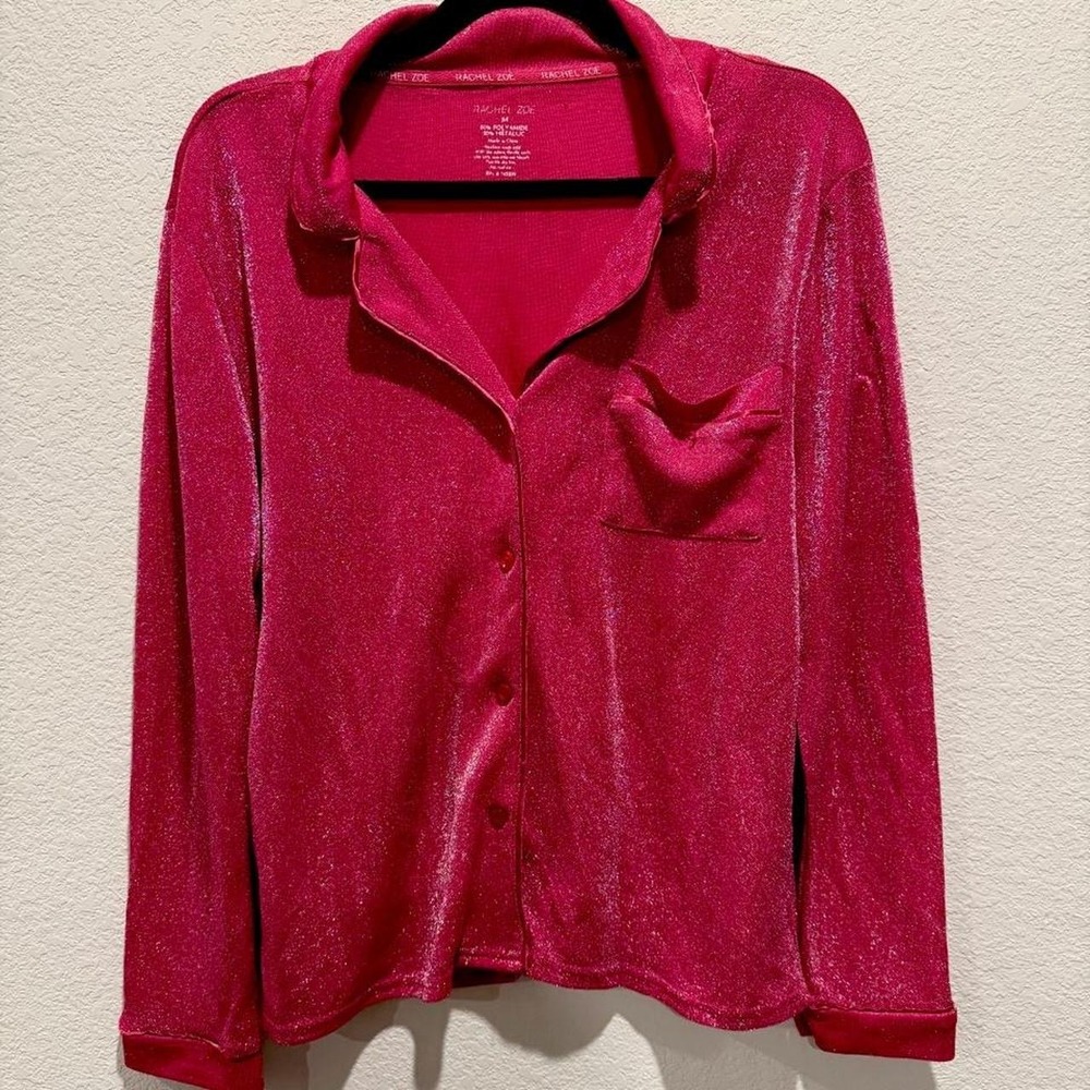 Rachel Zoe pink semi sheer pajama Lounge set resort wear vaca Sz M Barbie Core
